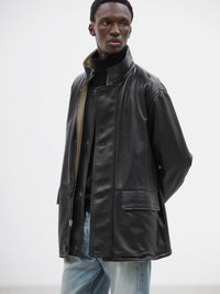 AURALEE 26AW REVERSIBLE WOOL TWISTED TWILL / SHEEP LEATHER HALF COAT