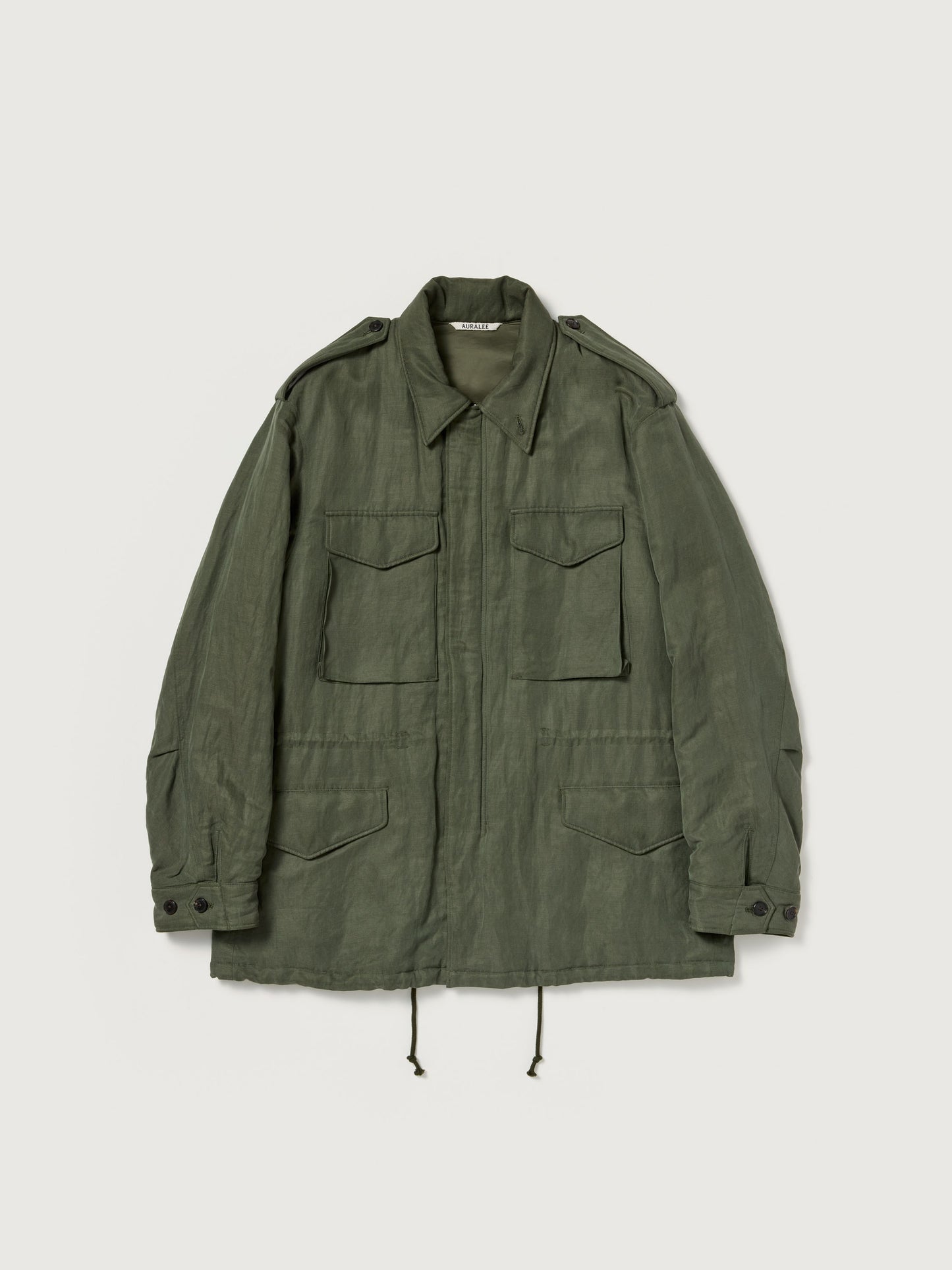 AURALEE 26AW BRUSHED SILK LINEN SATIN PADDED MILITARY BLOUSON
