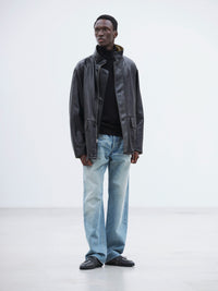 AURALEE 26AW REVERSIBLE WOOL TWISTED TWILL / SHEEP LEATHER HALF COAT