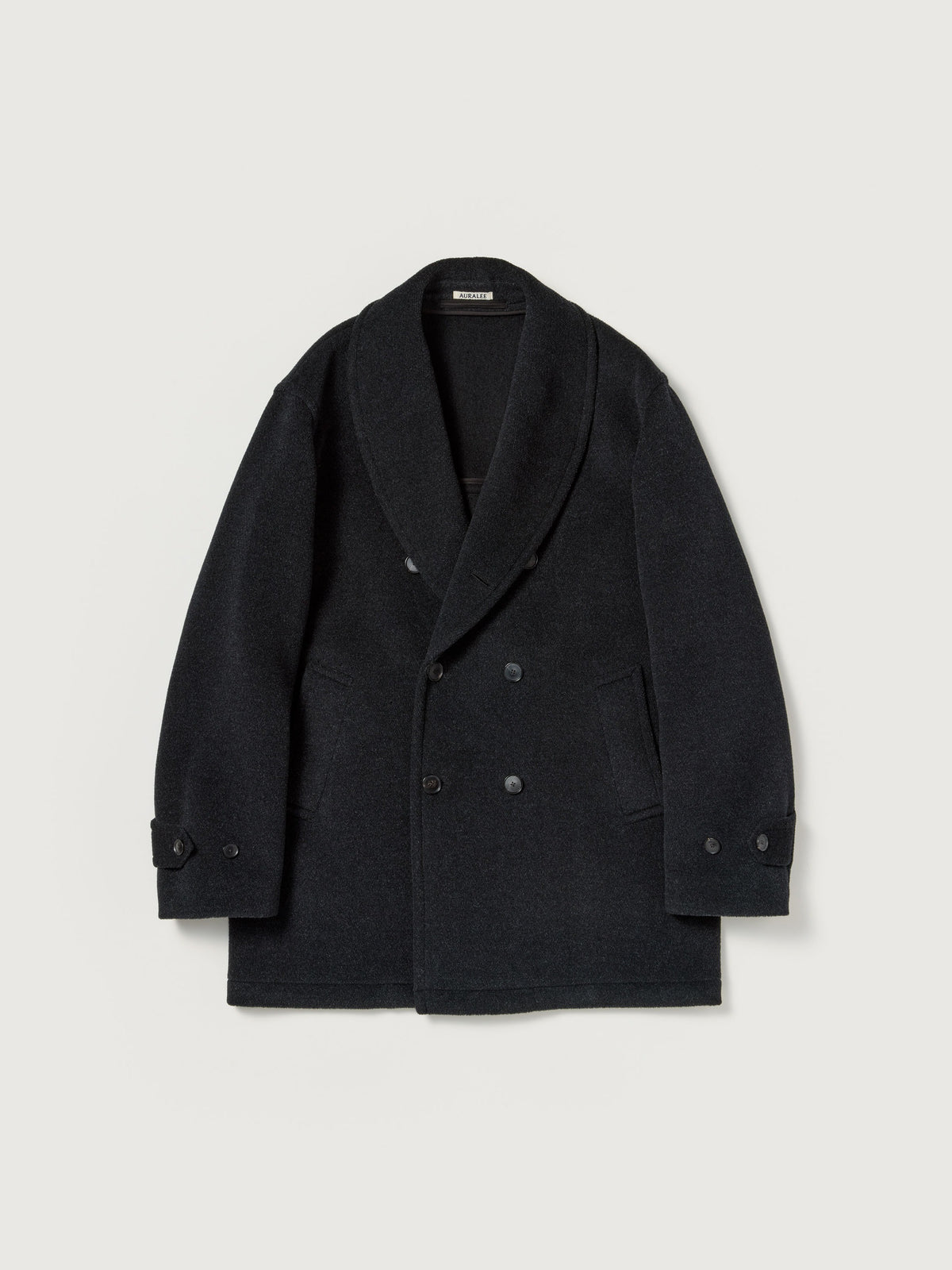 AURALEE 26AW WOOL HERRINGBONE SHAWL COLLAR COAT