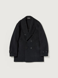 AURALEE 26AW WOOL HERRINGBONE SHAWL COLLAR COAT