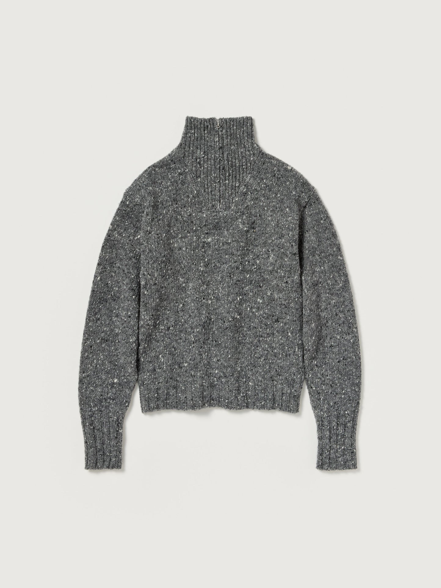 AURALEE 26AW LOW-GAUGE HOMESPUN TWEED KNIT ZIP TURTLE