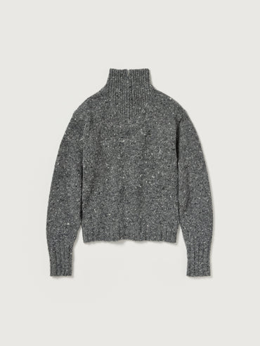 AURALEE 26AW LOW-GAUGE HOMESPUN TWEED KNIT ZIP TURTLE
