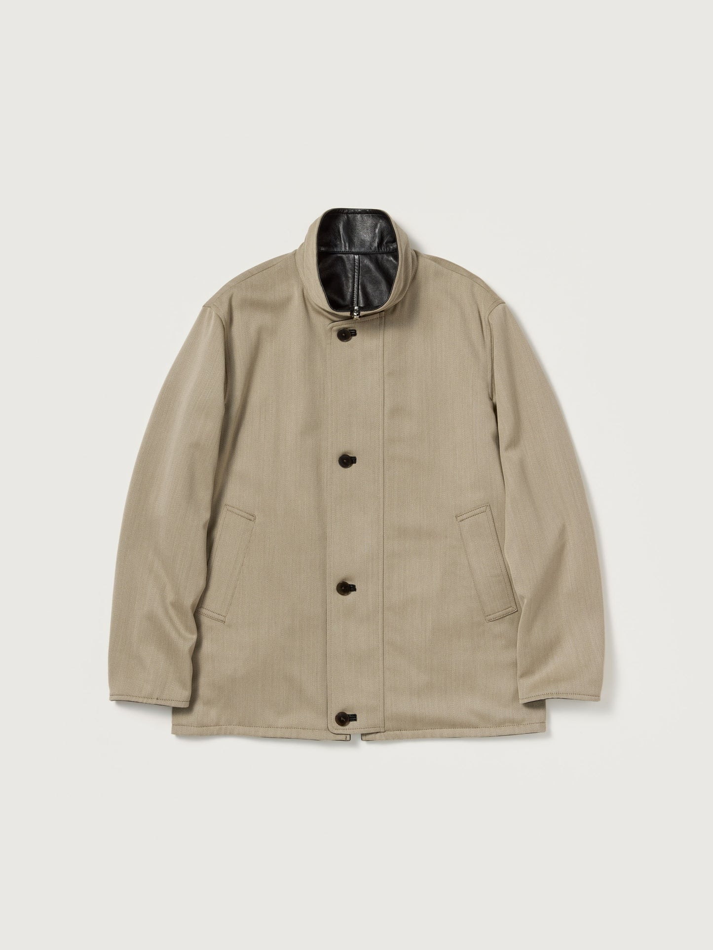 AURALEE 26AW REVERSIBLE WOOL TWISTED TWILL / SHEEP LEATHER HALF COAT