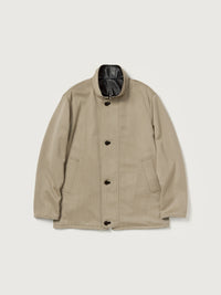 AURALEE 26AW REVERSIBLE WOOL TWISTED TWILL / SHEEP LEATHER HALF COAT