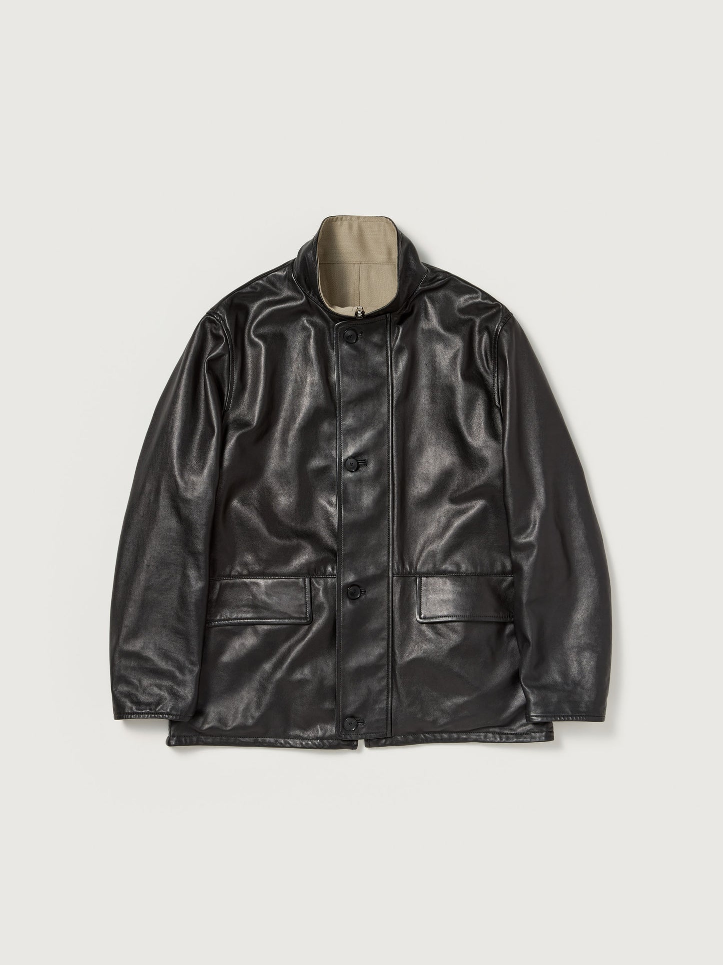 AURALEE 26AW REVERSIBLE WOOL TWISTED TWILL / SHEEP LEATHER HALF COAT