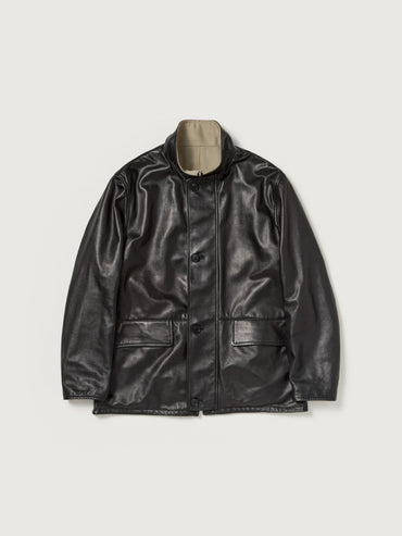 AURALEE 26AW REVERSIBLE WOOL TWISTED TWILL / SHEEP LEATHER HALF COAT