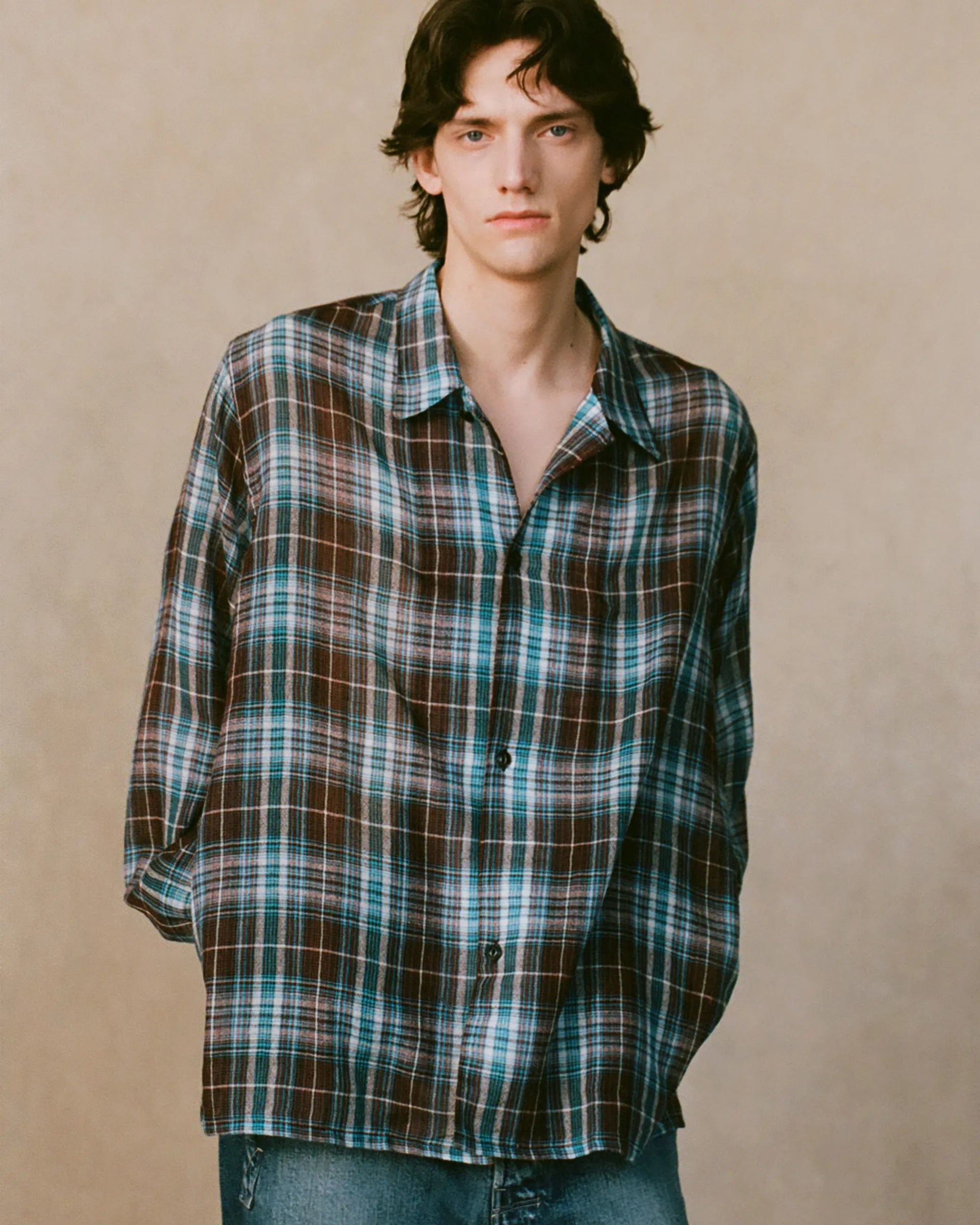 NICENESS 25AW THOM / Multicolor Ombre Open-Collar Shirt – Vintage NICENESS 25AW THOM / Multicolor Ombre Open-Collar Shirt – Vintage