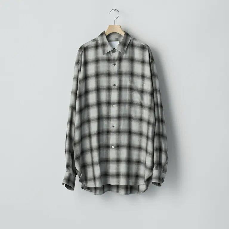 ssstein 25AW Rayon/Lyocell Check Oversized Down Pat Shirt
