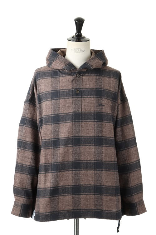 Descendant 22SS MOLE HOODED PLAID SHIRT