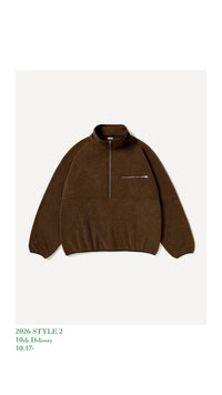 A.PRESSE 26AW Vintage Silk Fleece Half Zip Jacket