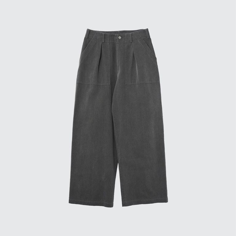 YOKE 25SS Cotton 1tuck Wide Leg Baker Pants