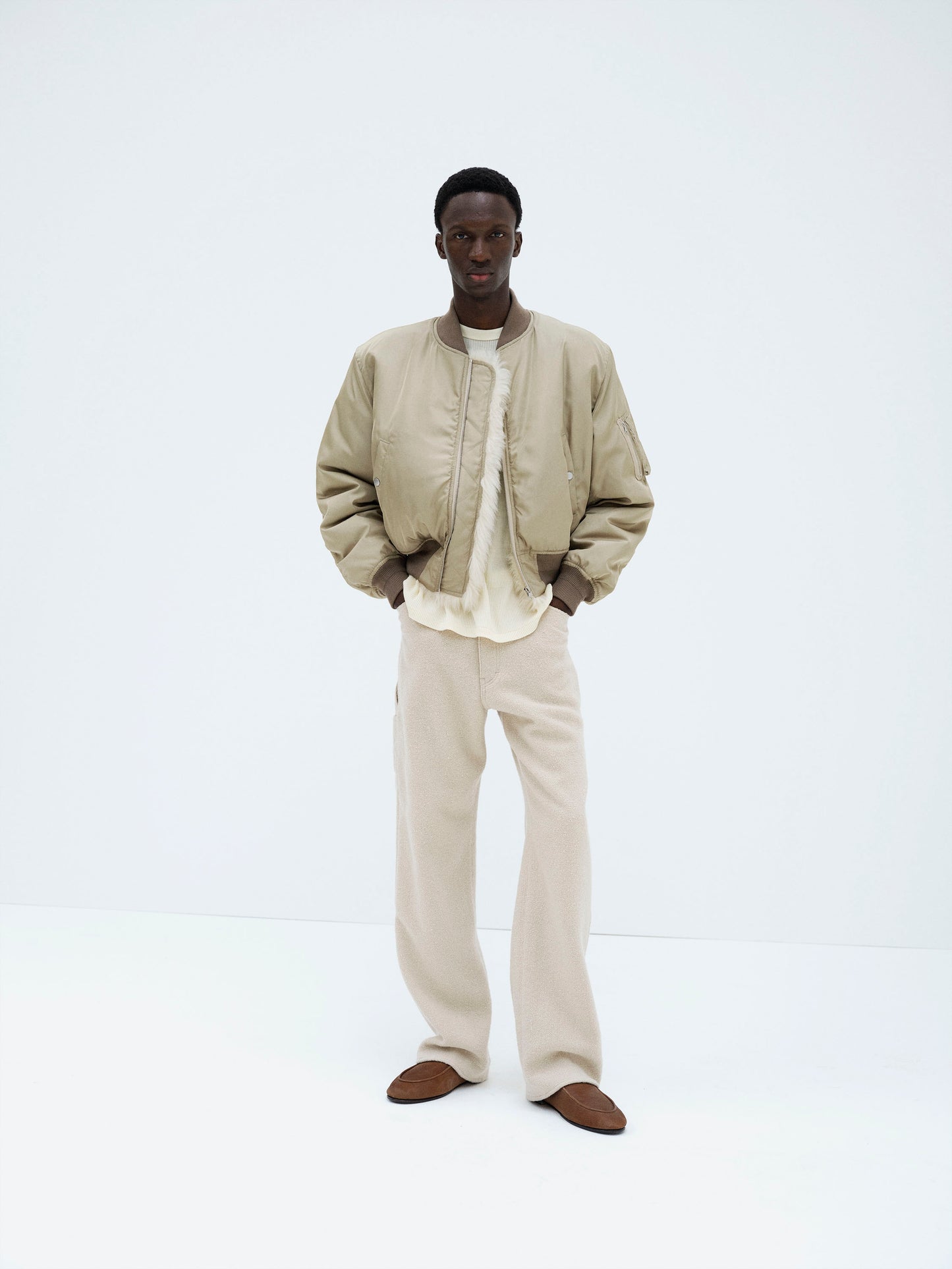 AURALEE 26AW SILK TWILL FLIGHT BLOUSON / MERINO MOUTON LINING
