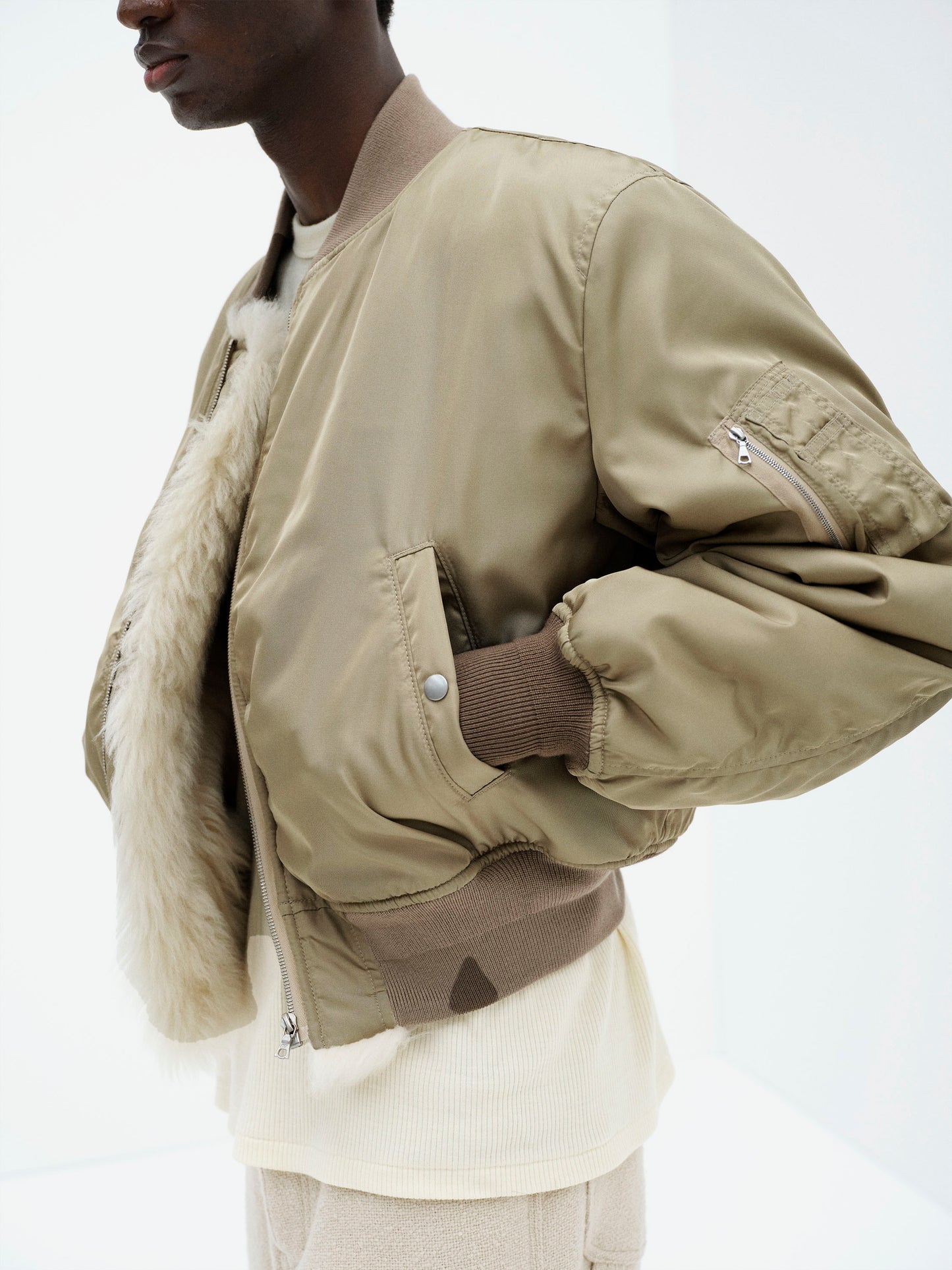 AURALEE 26AW SILK TWILL FLIGHT BLOUSON / MERINO MOUTON LINING