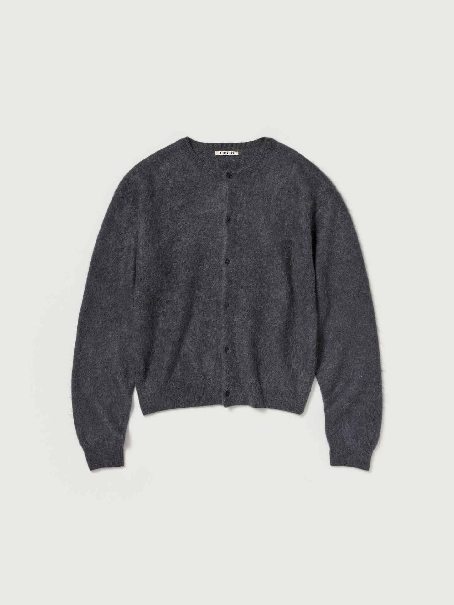 AURALEE 26AW GARMENT-DYED BABY ALPACA FUR KNIT CREW-NECK CARDIGAN