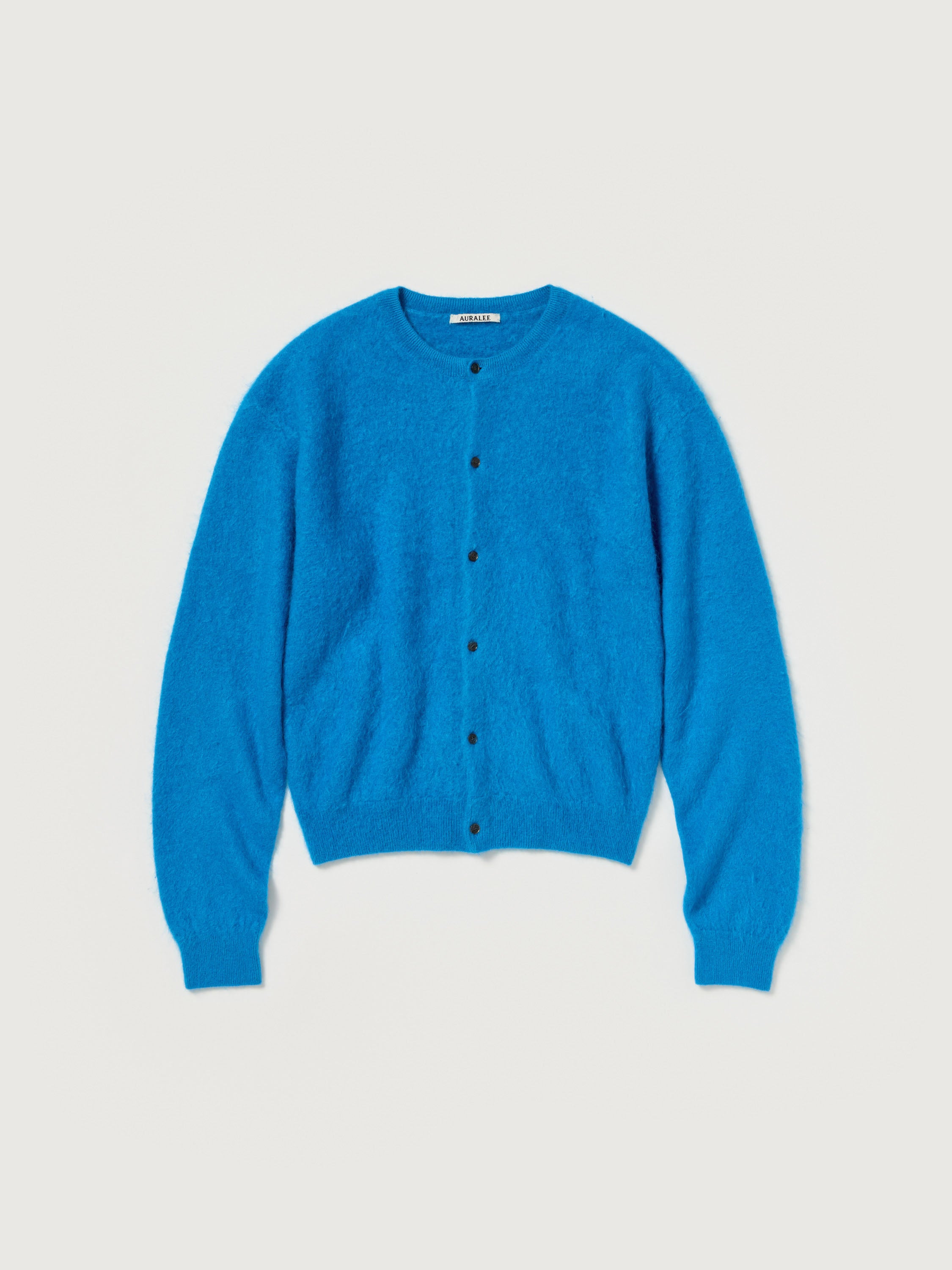 AURALEE 26AW GARMENT-DYED BABY ALPACA FUR KNIT CREW-NECK CARDIGAN