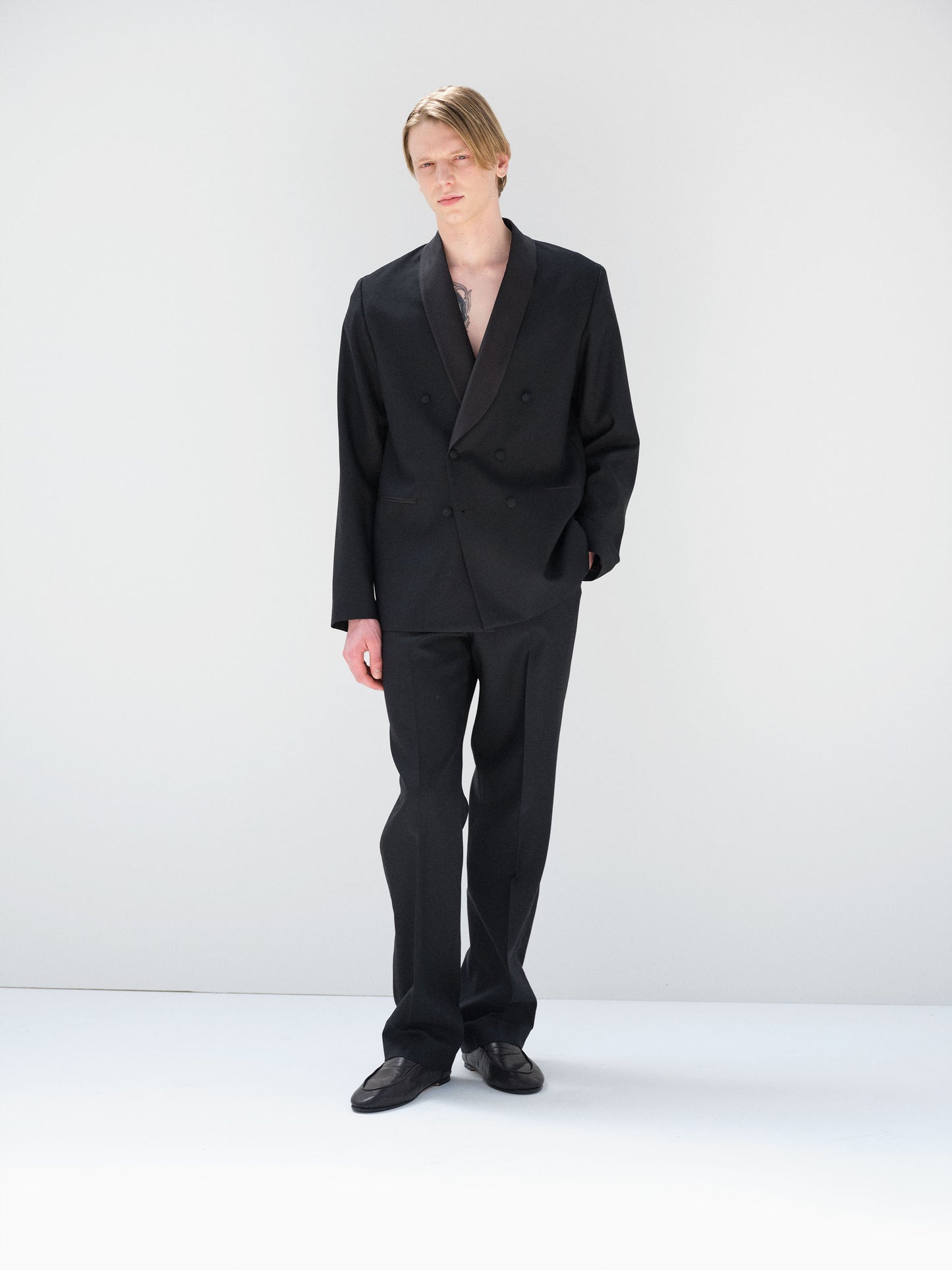 AURALEE 26AW HIGH-DENSITY WOOL WORSTED SHAWL COLLAR JACKET
