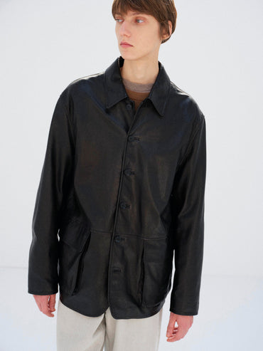 AURALEE 26SS TEXTURED LAMB LEATHER BLOUSON
