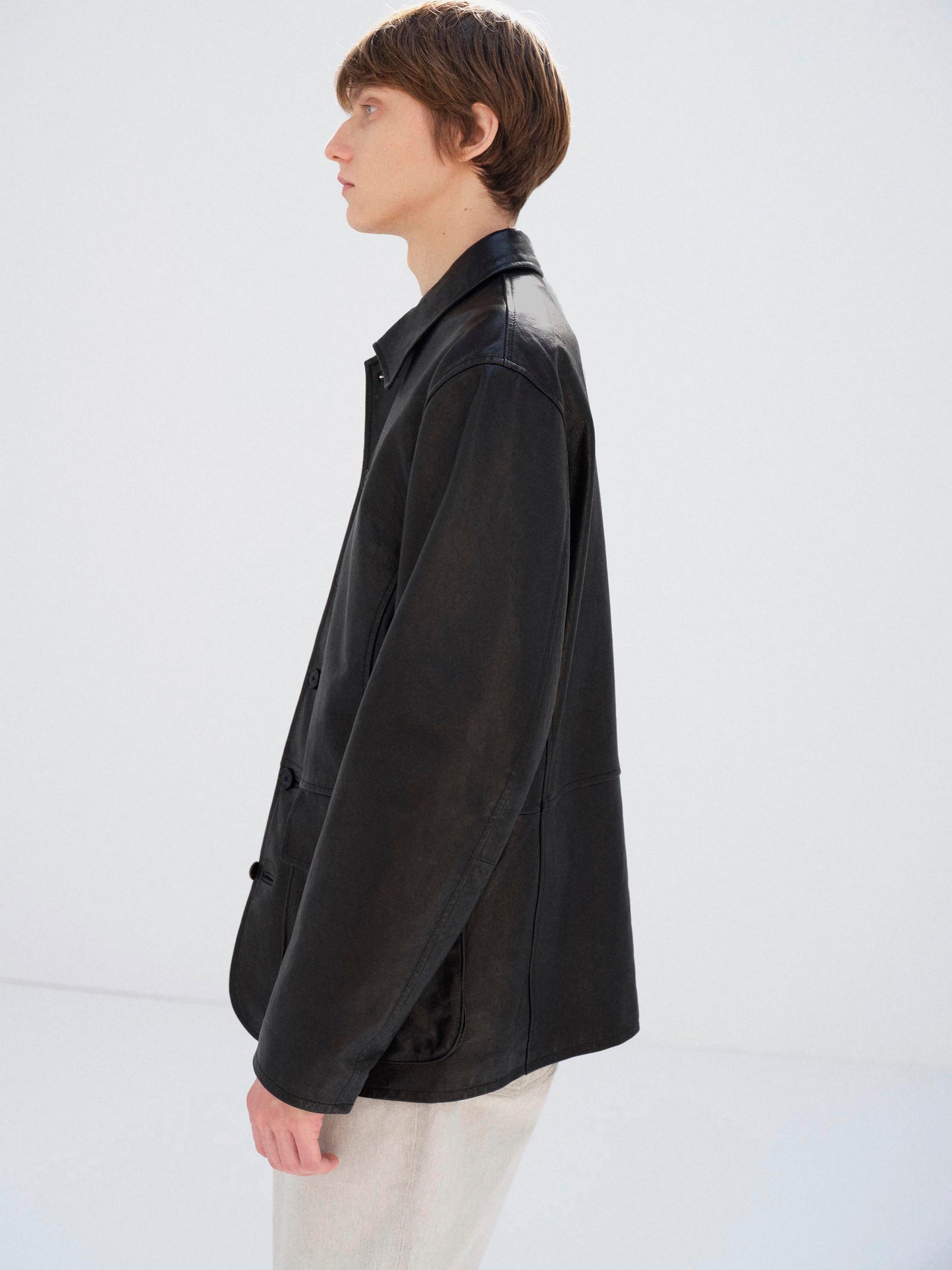 AURALEE 26SS TEXTURED LAMB LEATHER BLOUSON