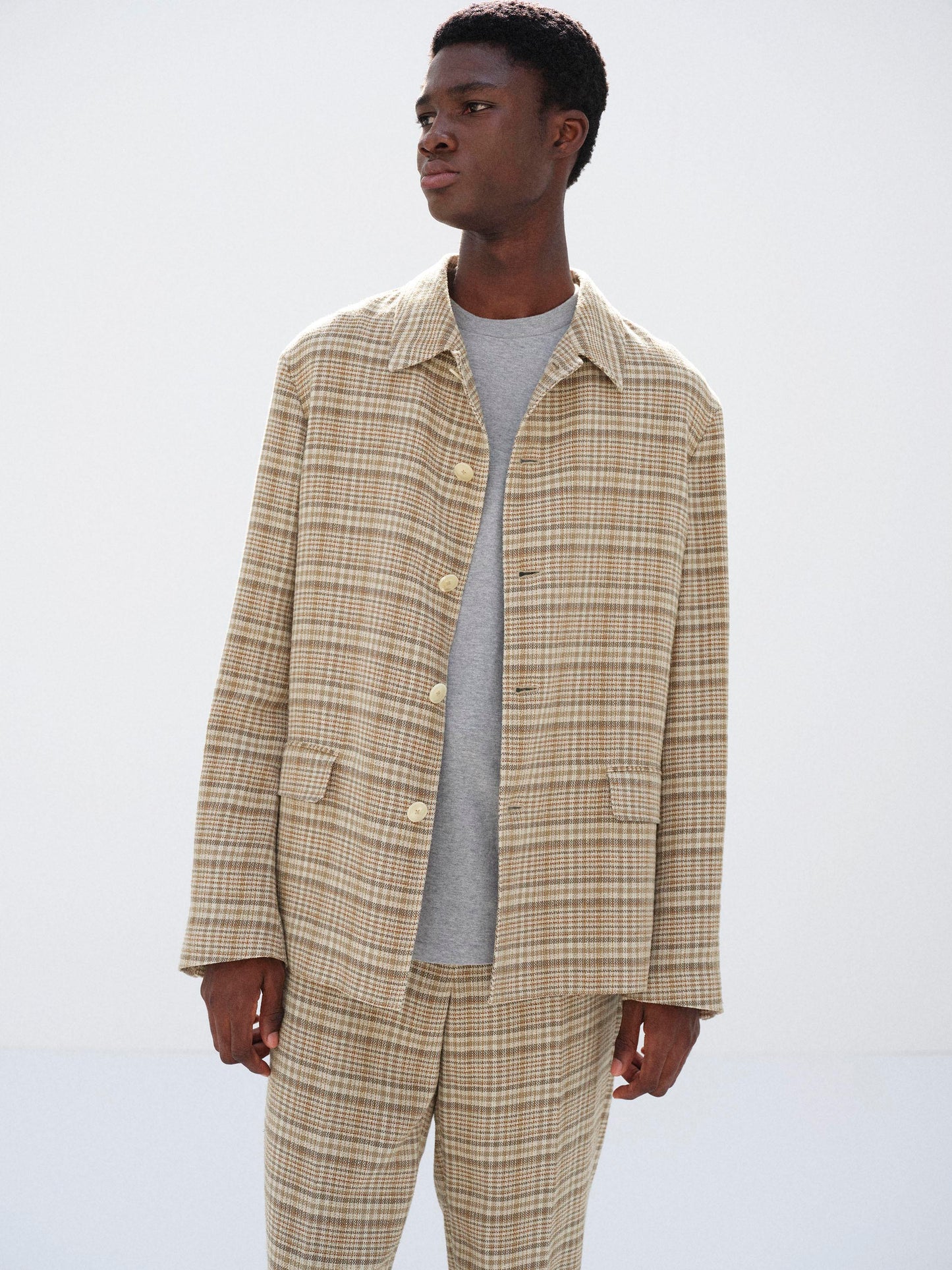 AURALEE 26SS SILK LINEN NEP CHECK JACKET