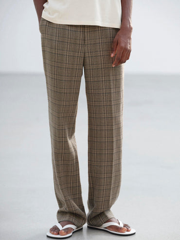 AURALEE 26SS SILK LINEN NEP CHECK SLACKS