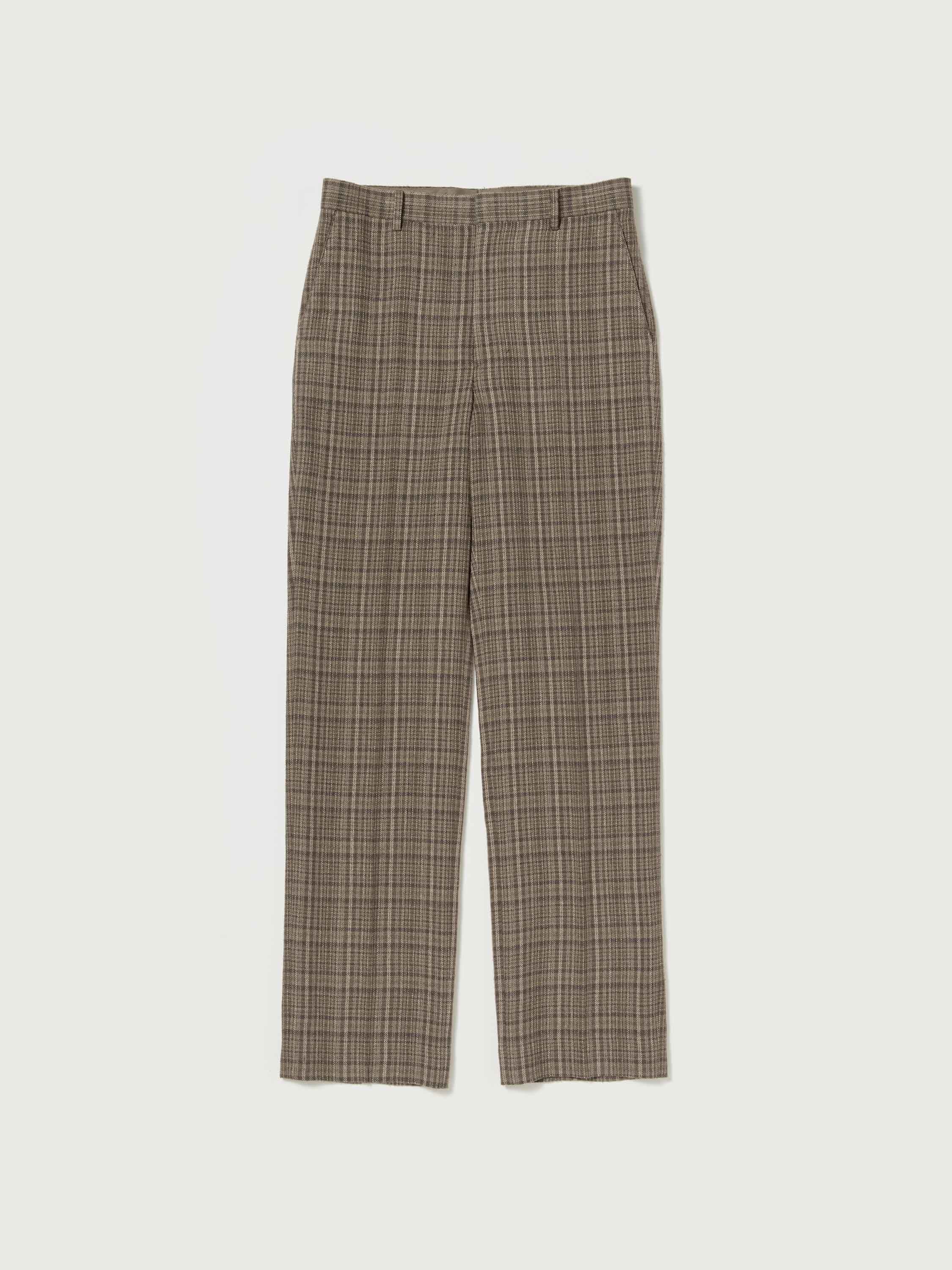 AURALEE 26SS SILK LINEN NEP CHECK SLACKS